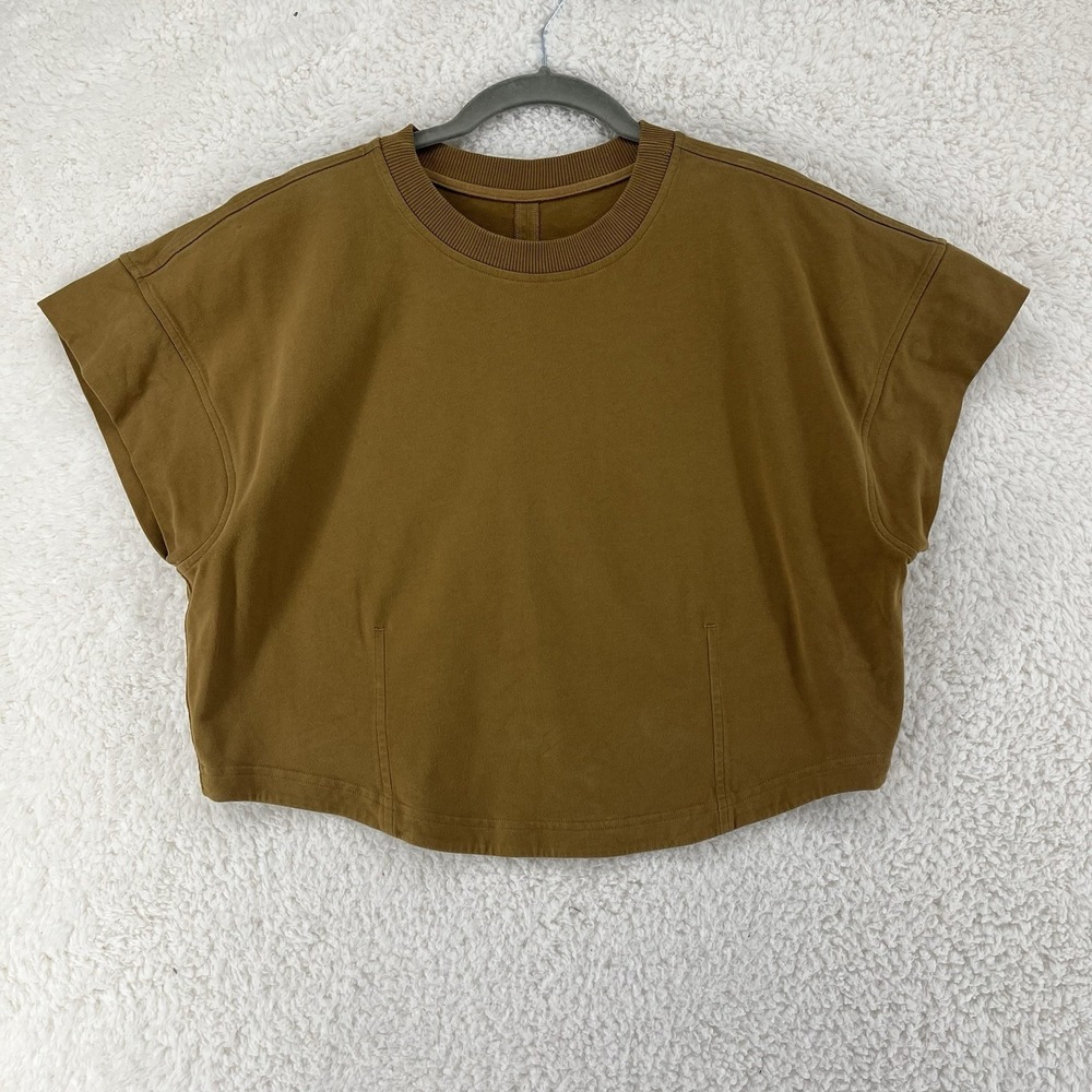 Lululemon Top Women's XL Heavyweight Cotton T-Shirt Bold Beige Gold Athletic